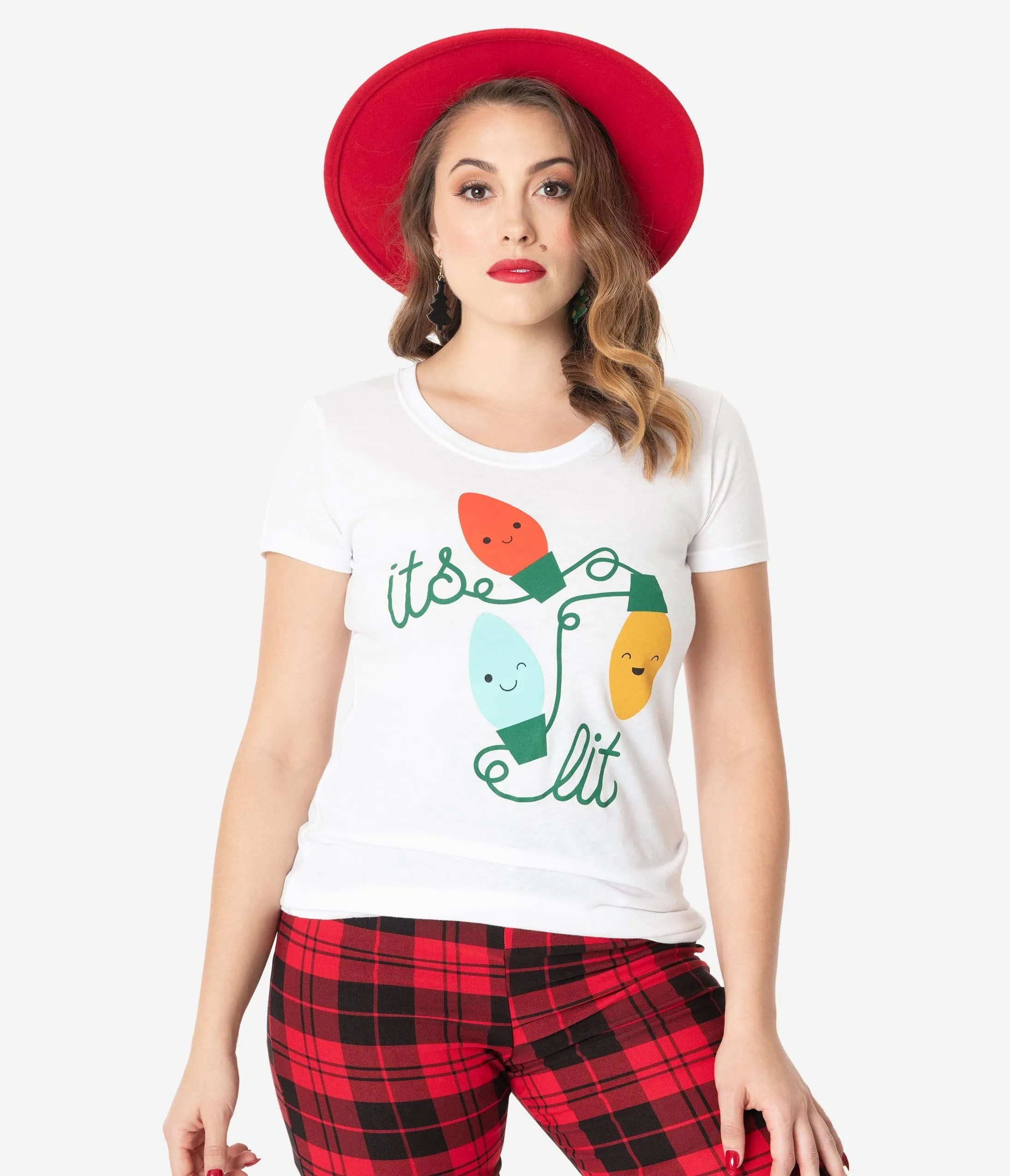 Unique Vintage Its Lit Christmas Lights Womens Tee