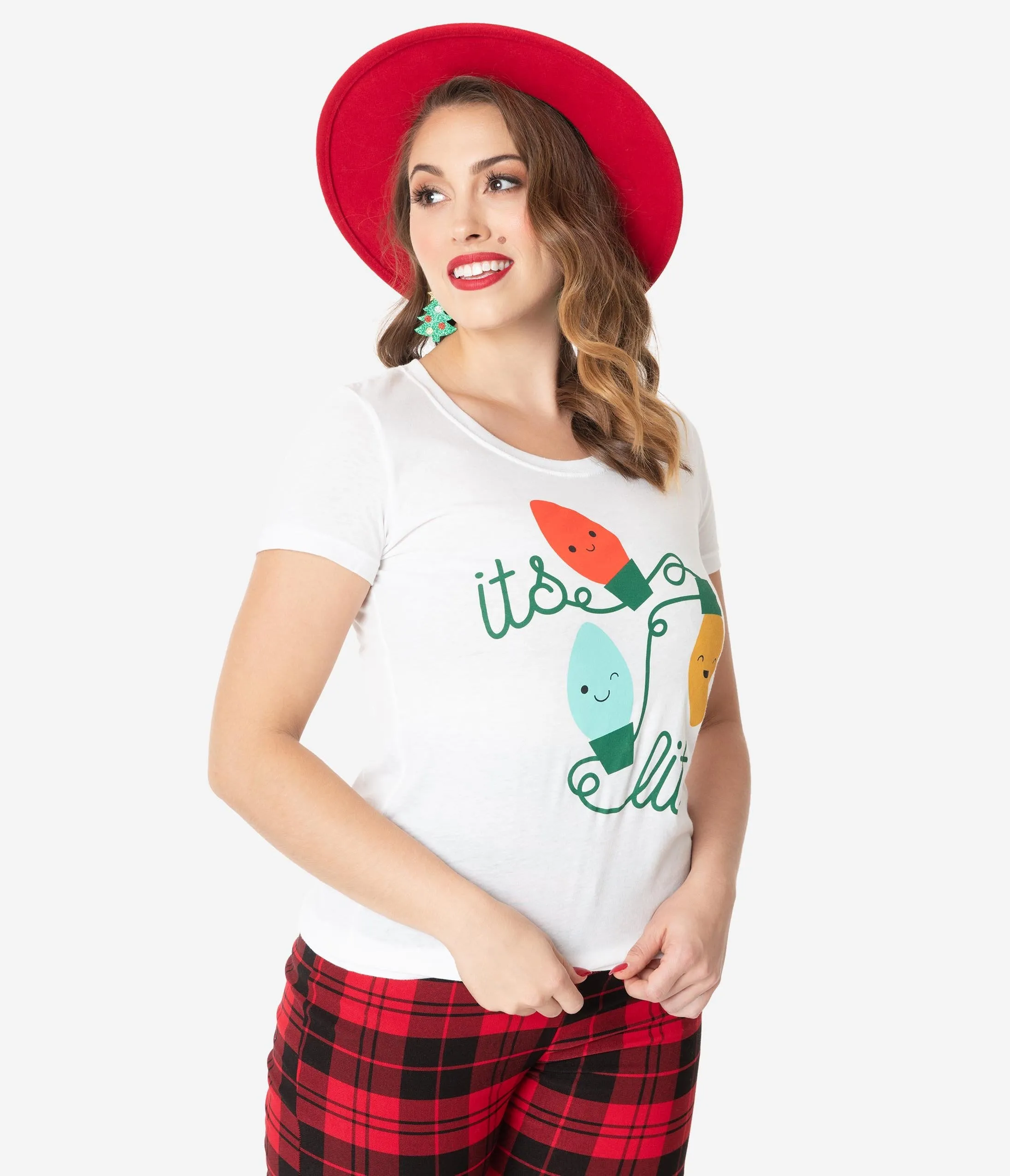 Unique Vintage Its Lit Christmas Lights Womens Tee