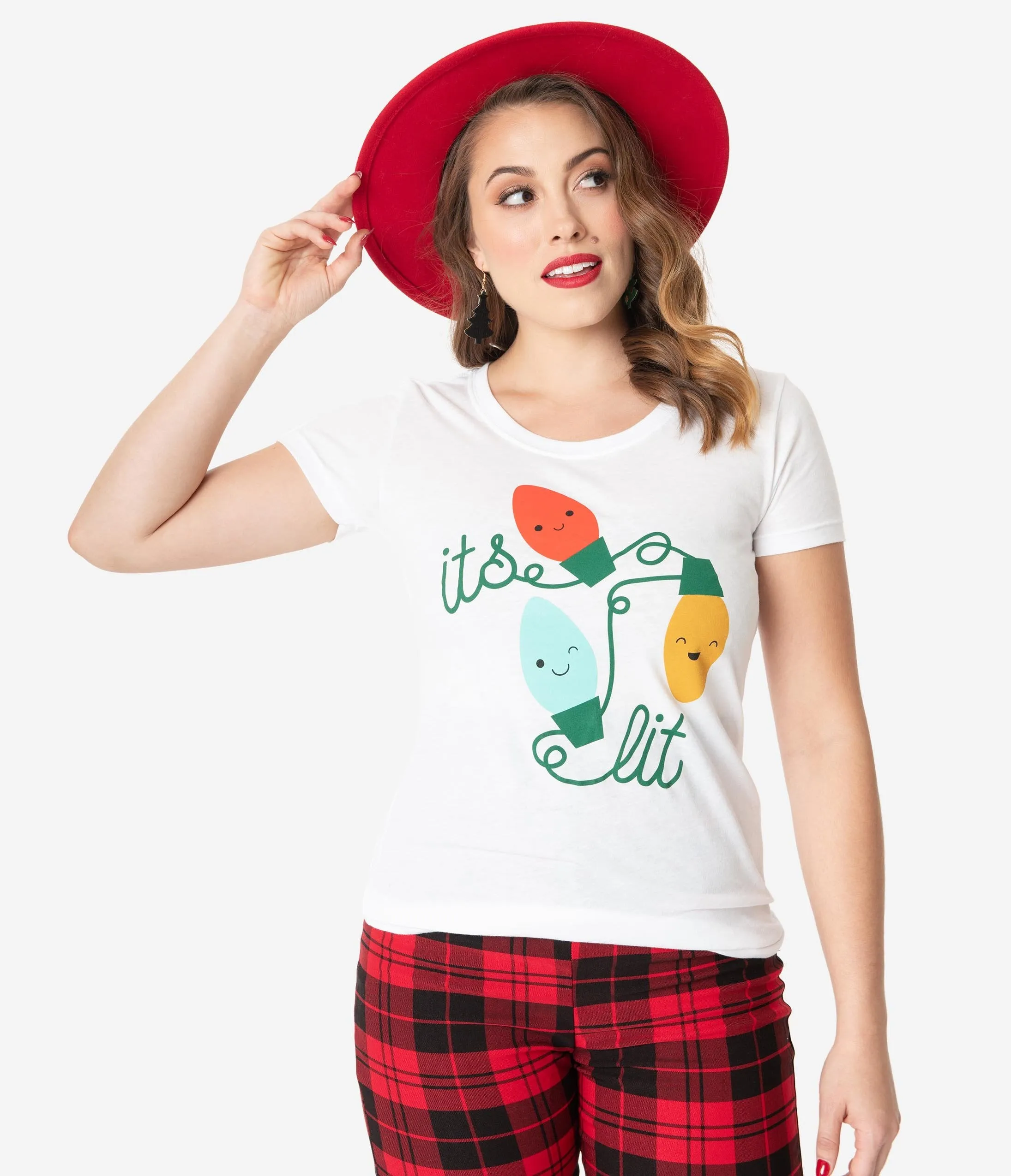 Unique Vintage Its Lit Christmas Lights Womens Tee