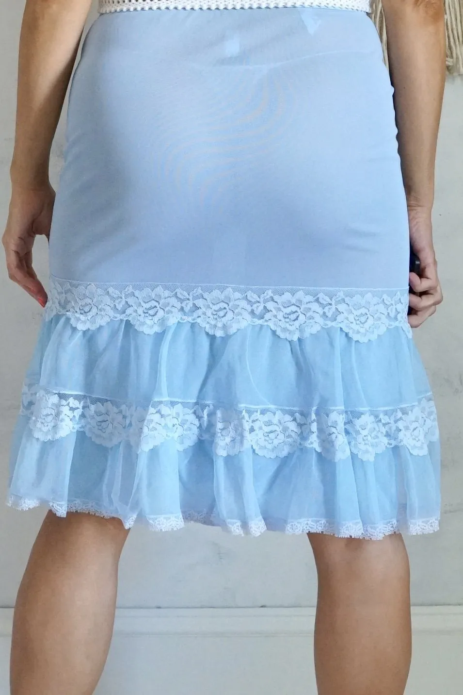 Vintage Powder Blue Lace Slip