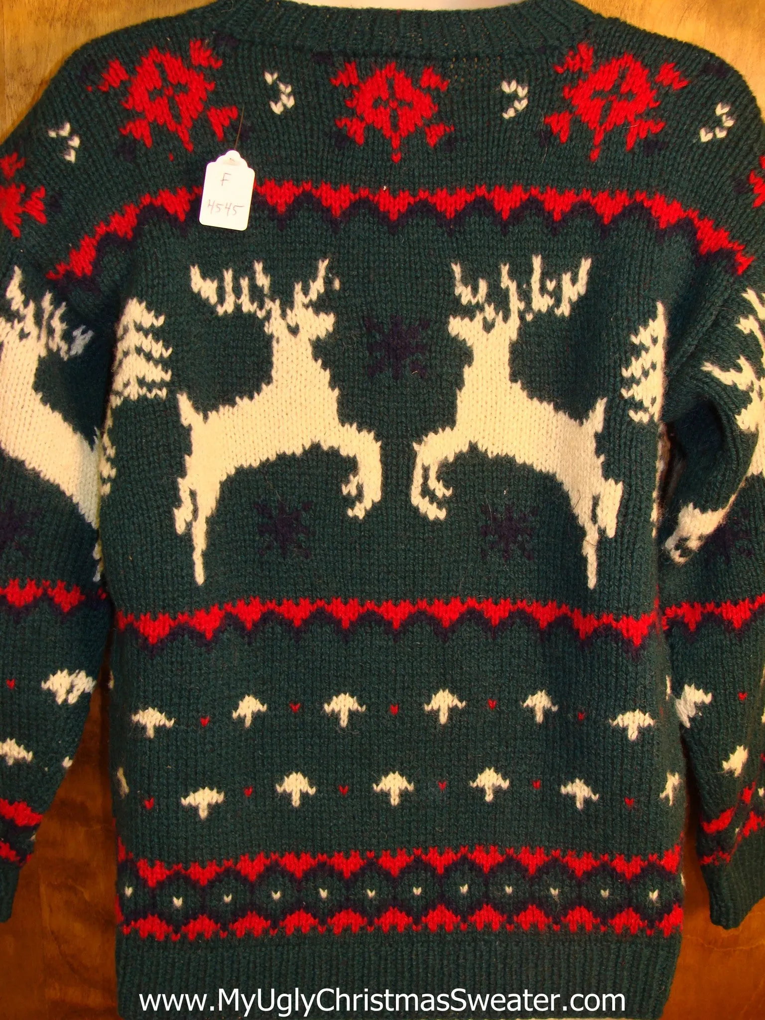 Vintage Style Leaping Reindeer Holiday Sweater