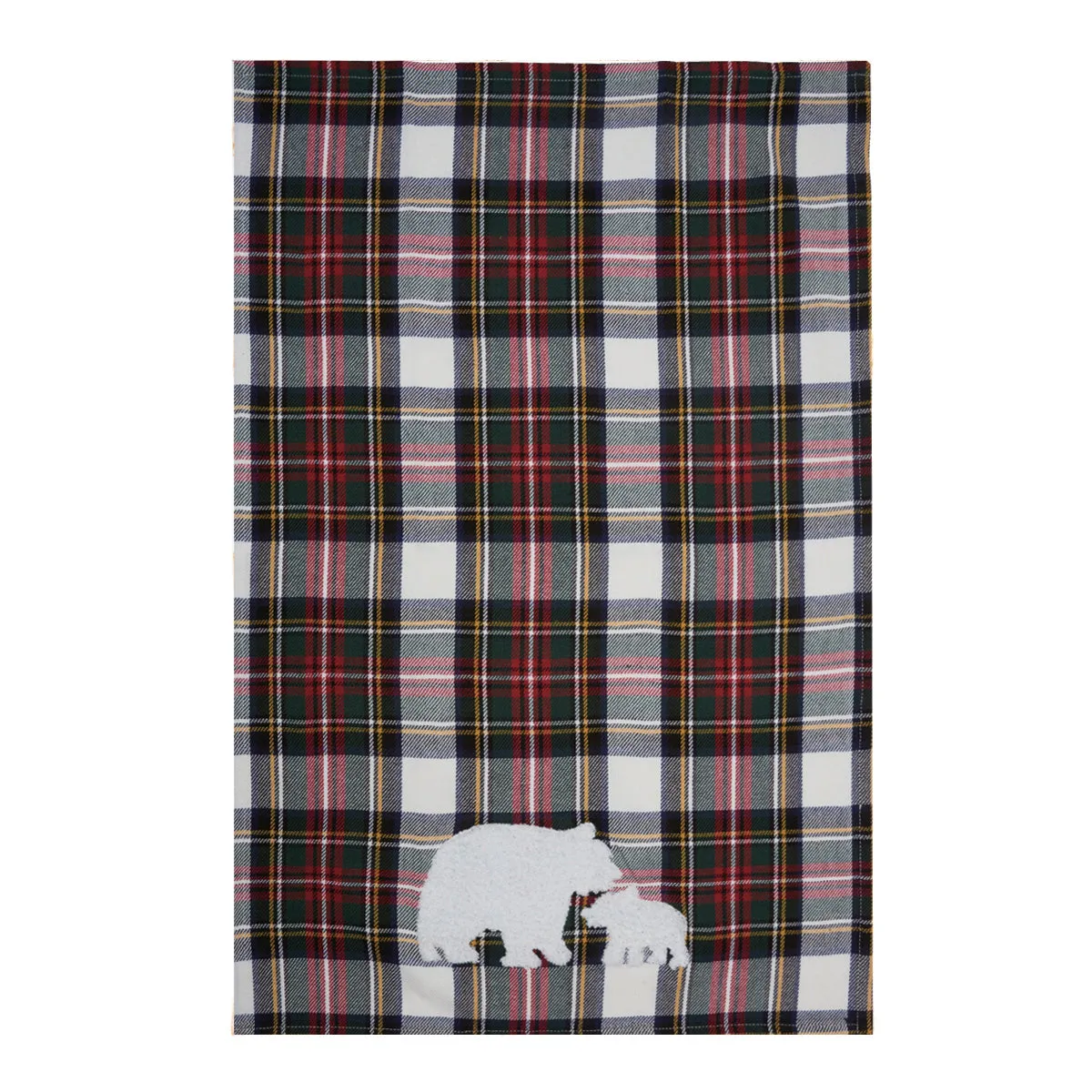 White Tartan Bears Kitchen Towel